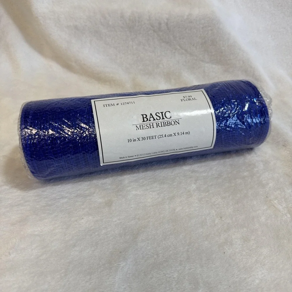 Basic Blue Mesh Floral Ribbon New Unopened 30 ft x 10